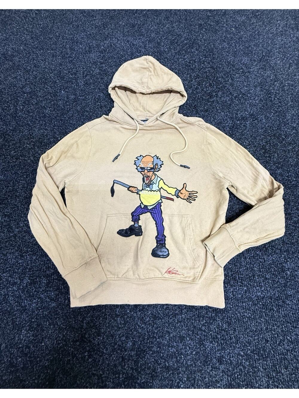 The Boondocks Beige Graphic Print Pullover Hoodie Drawstring Hood Men's L